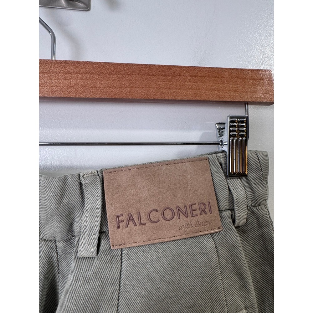 Falconeri Women Sage Green Cotton Linen Wide Leg Pleated Pants Size Small - Picture 3 of 9